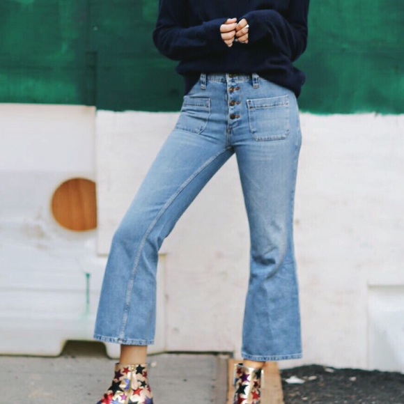 Zara Jeans Zara Button Fly High Rise Cropped Flare Jeans Poshmark